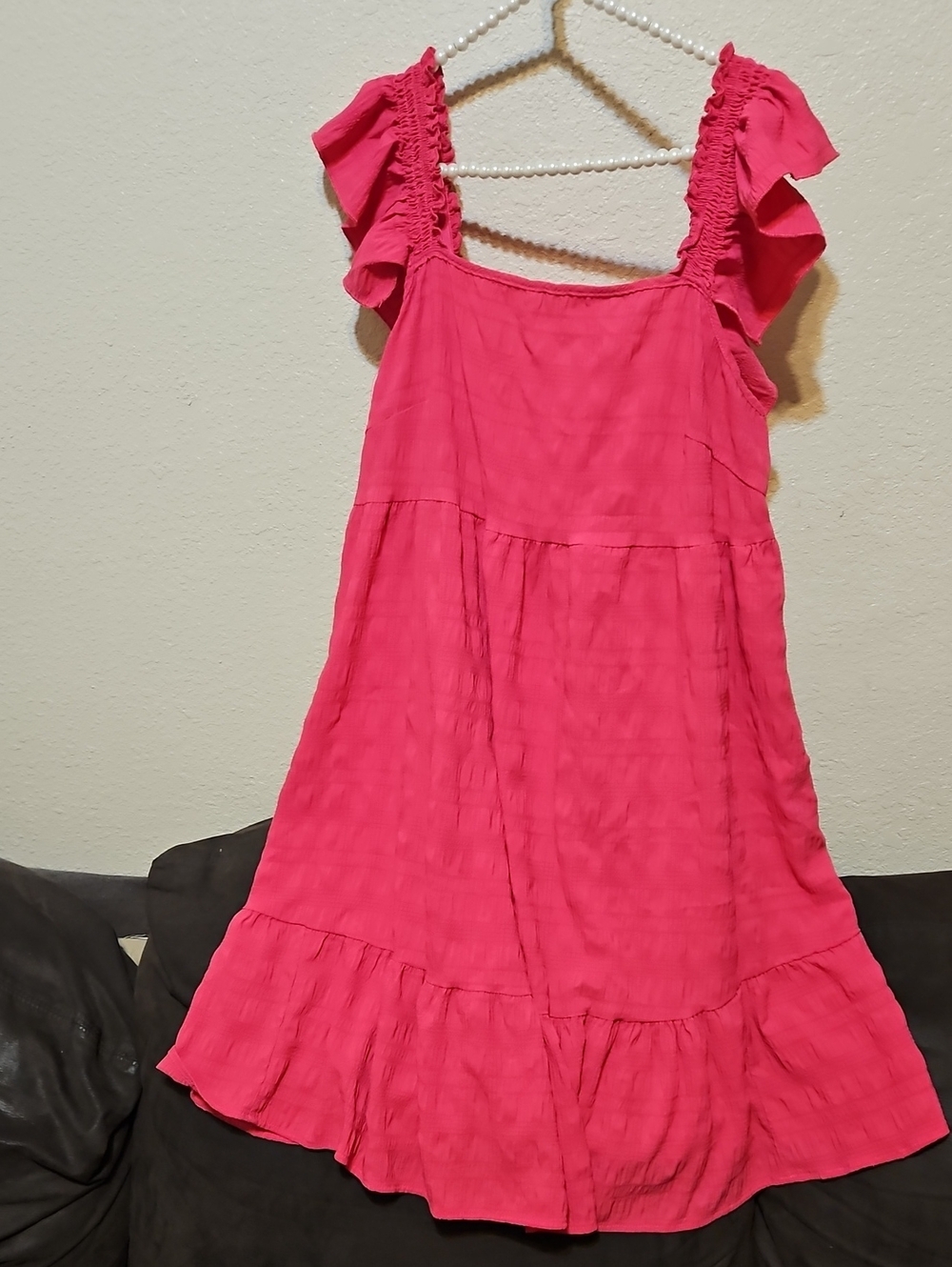SHEIN Hot Pink Ruffle Sleeve Midi Dress